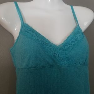 SO Camisole M Teal Blue Lace Trim